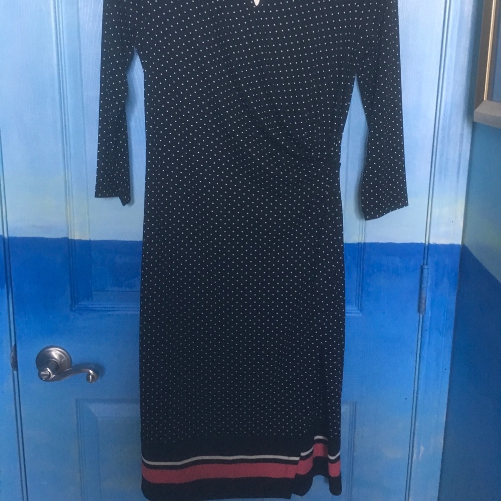Talbots black & white polka dot wrap dress